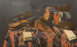 Stilleben med musikkinstrumenter